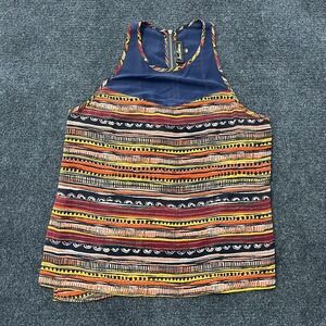 Sam Edelman Tank Top Womens Large Multicolor Stripe Zip Back Sleeveless Boho